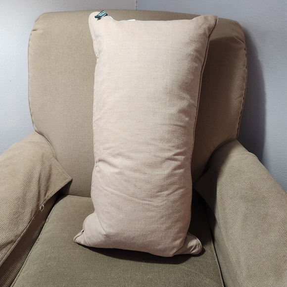 Lauren Ralph Lauren Monogram Lumbar Throw Pillow Tan Linen Blend Accent - Picture 8 of 14
